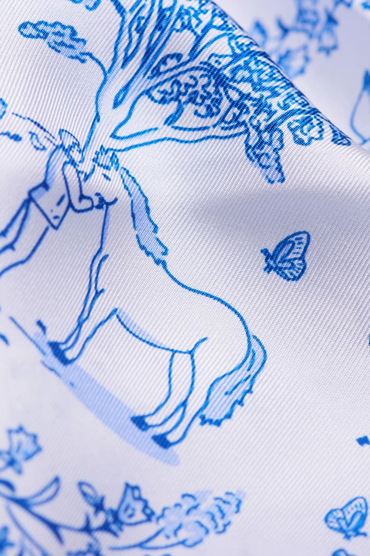 Toile de Jouy Navy Small Scarf (Ultra-Soft Silk | 100% Silk)
