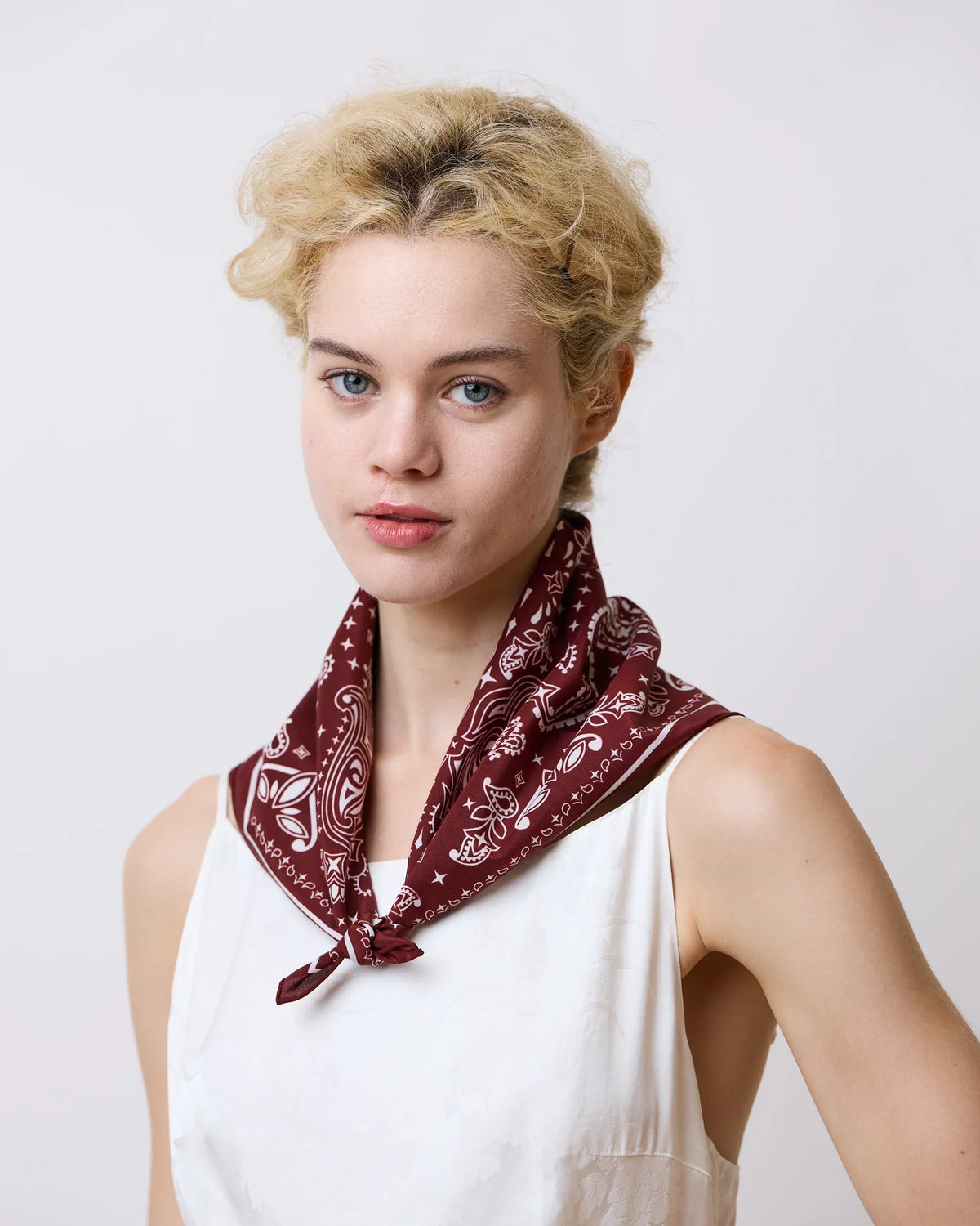 "Paisley" Silk Bandana Scarf in Rodeo Red (100% Mulberry Silk)