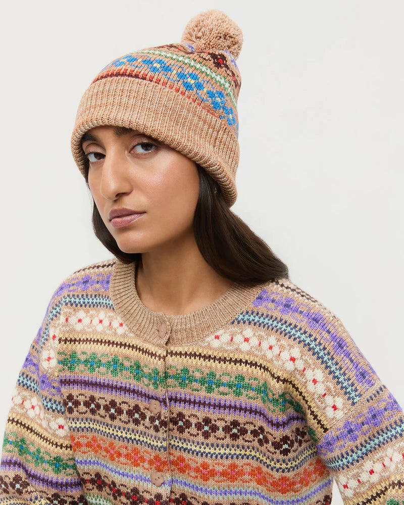 Loeffler Randall | Macelyn Camel Floral Intarsia Beanie