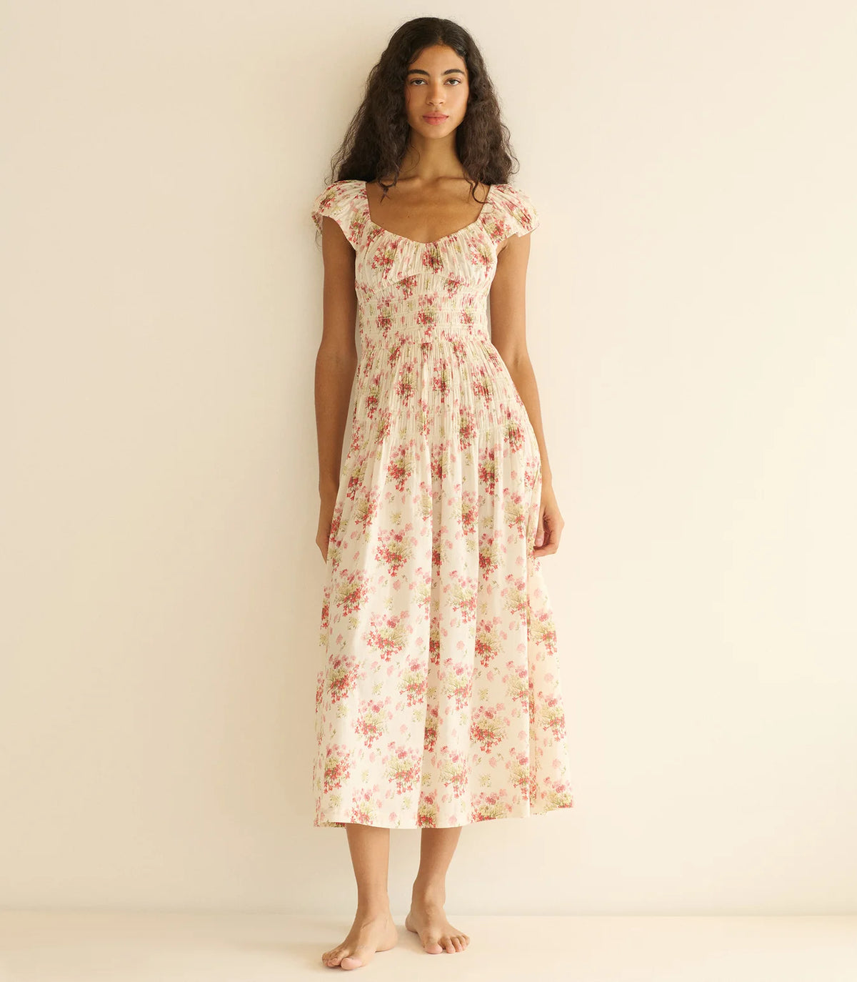 DÔEN | Quinette Dress in Ivory Lantana Floral