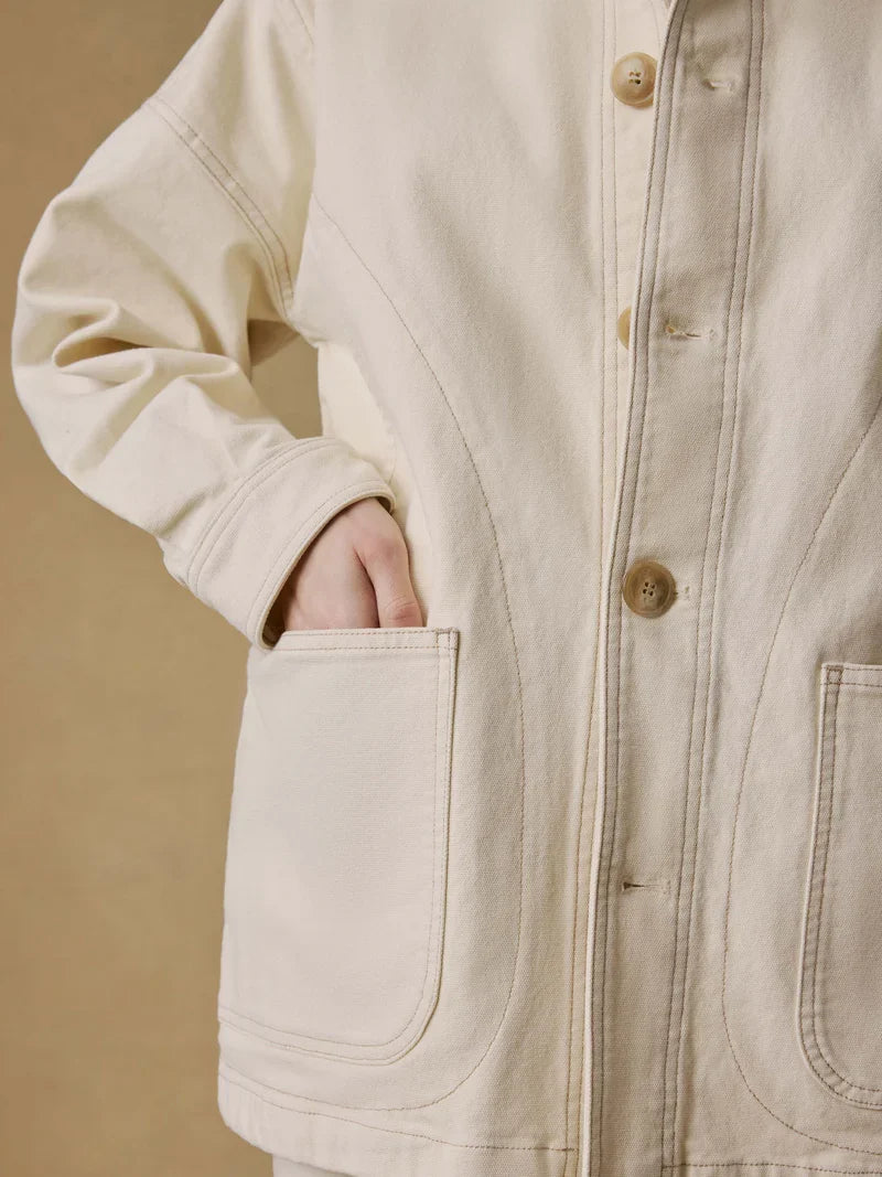 Faherty | Sunwashed Canvas Chore Jacket in Sea Salt