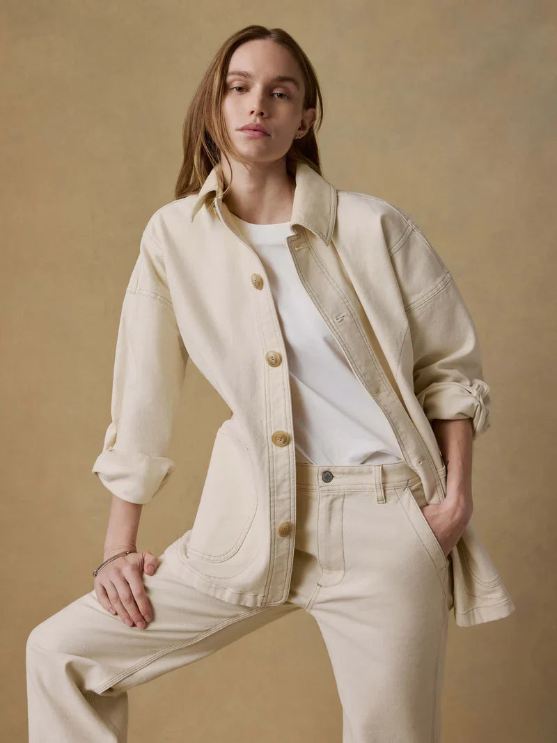 Faherty | Sunwashed Canvas Chore Jacket in Sea Salt