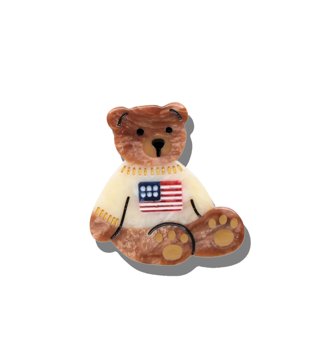 Solar Eclipse | Hand-painted Americana Teddy Brooch Pin
