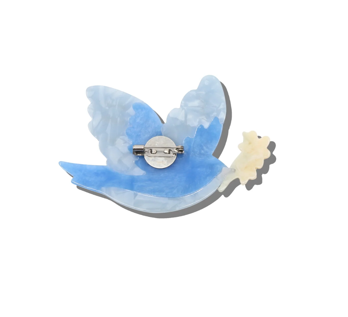 Solar Eclipse | Hand-painted Bluebird Brooch Pin
