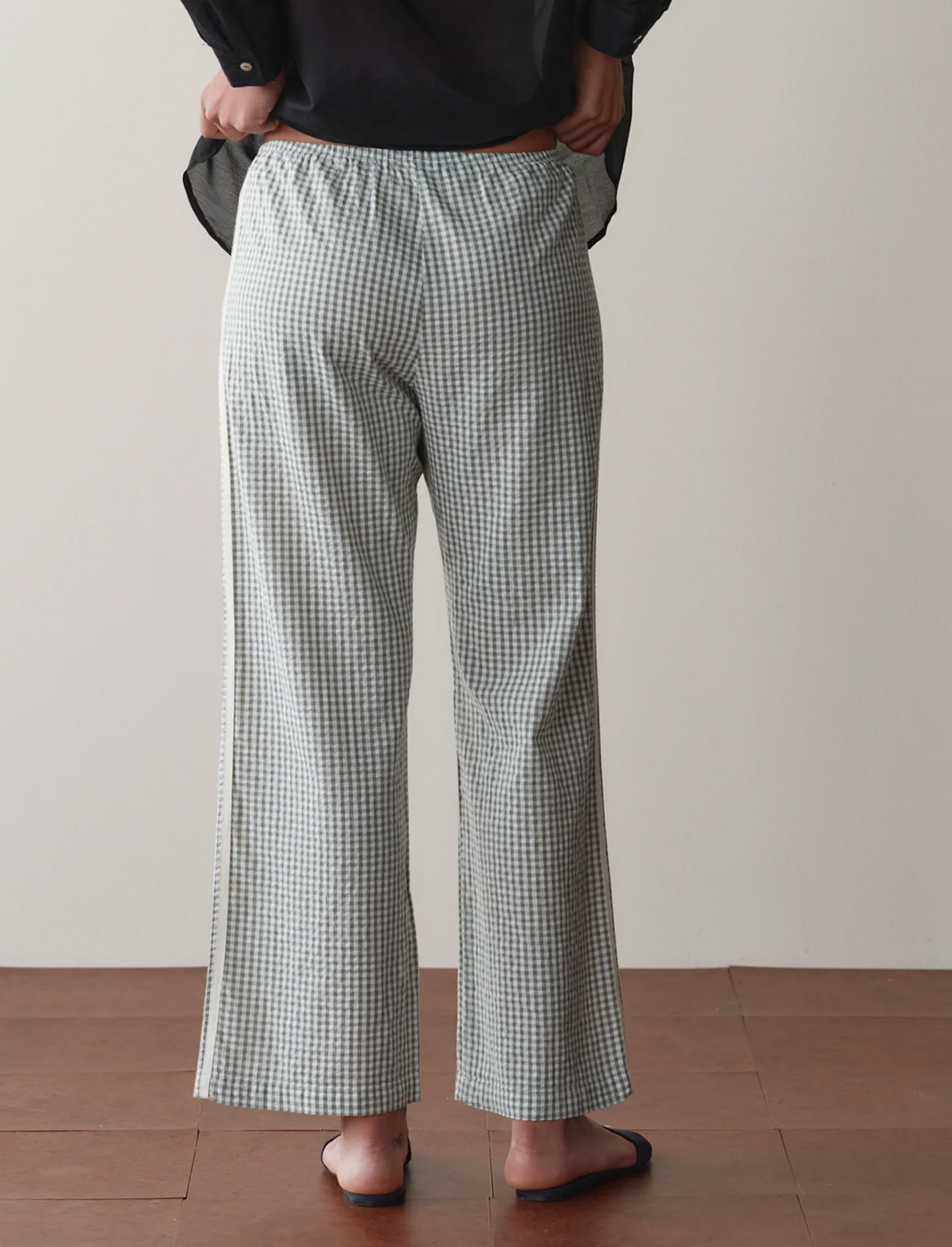 Donni Cotton Gingham Stripe Crop Pant
