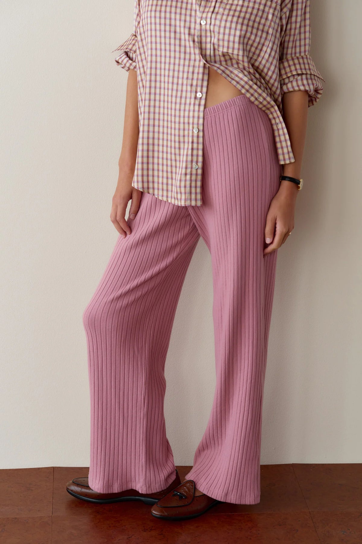 DONNI. | The Sweater Rib Simple Pant in Rose