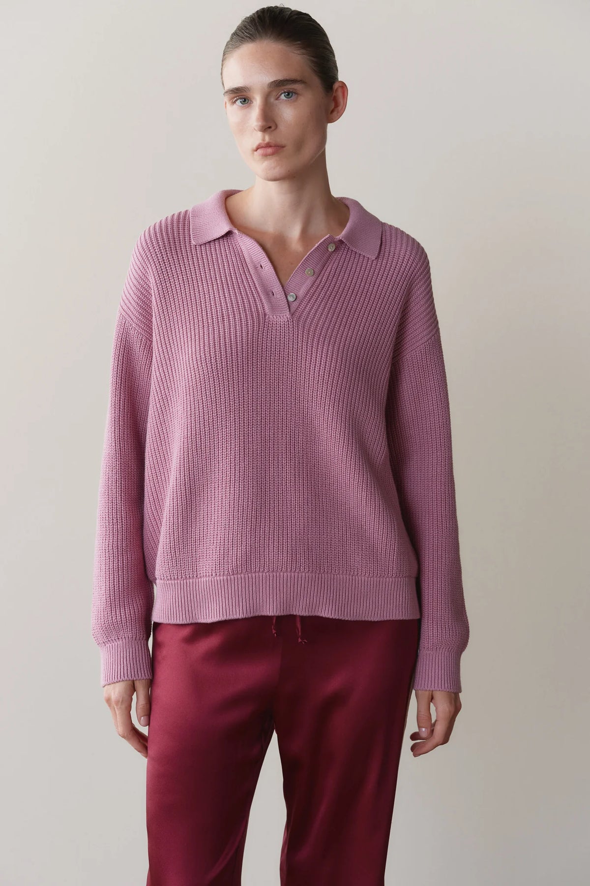 DONNI. | The Heavy Cotton Knit Polo in Roz