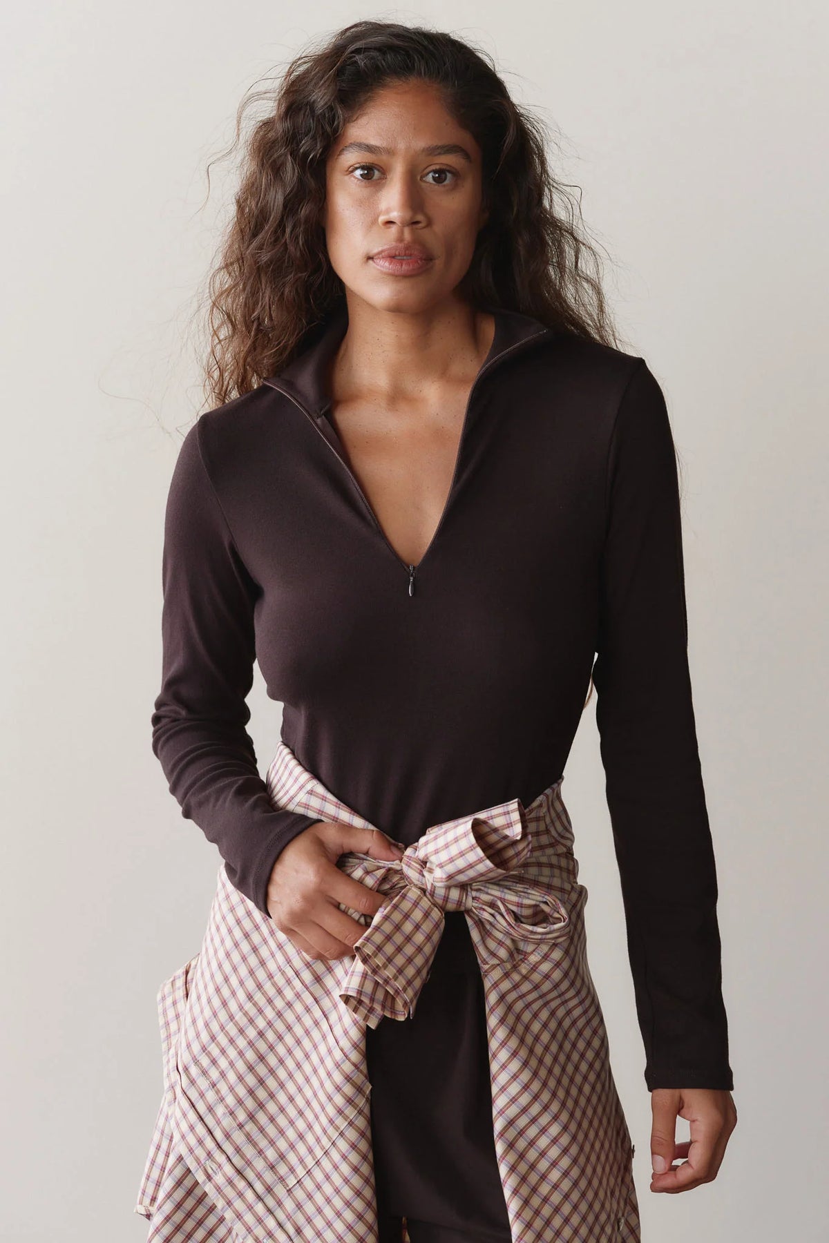 DONNI. | The Baby Rib Zip-Up in Espresso