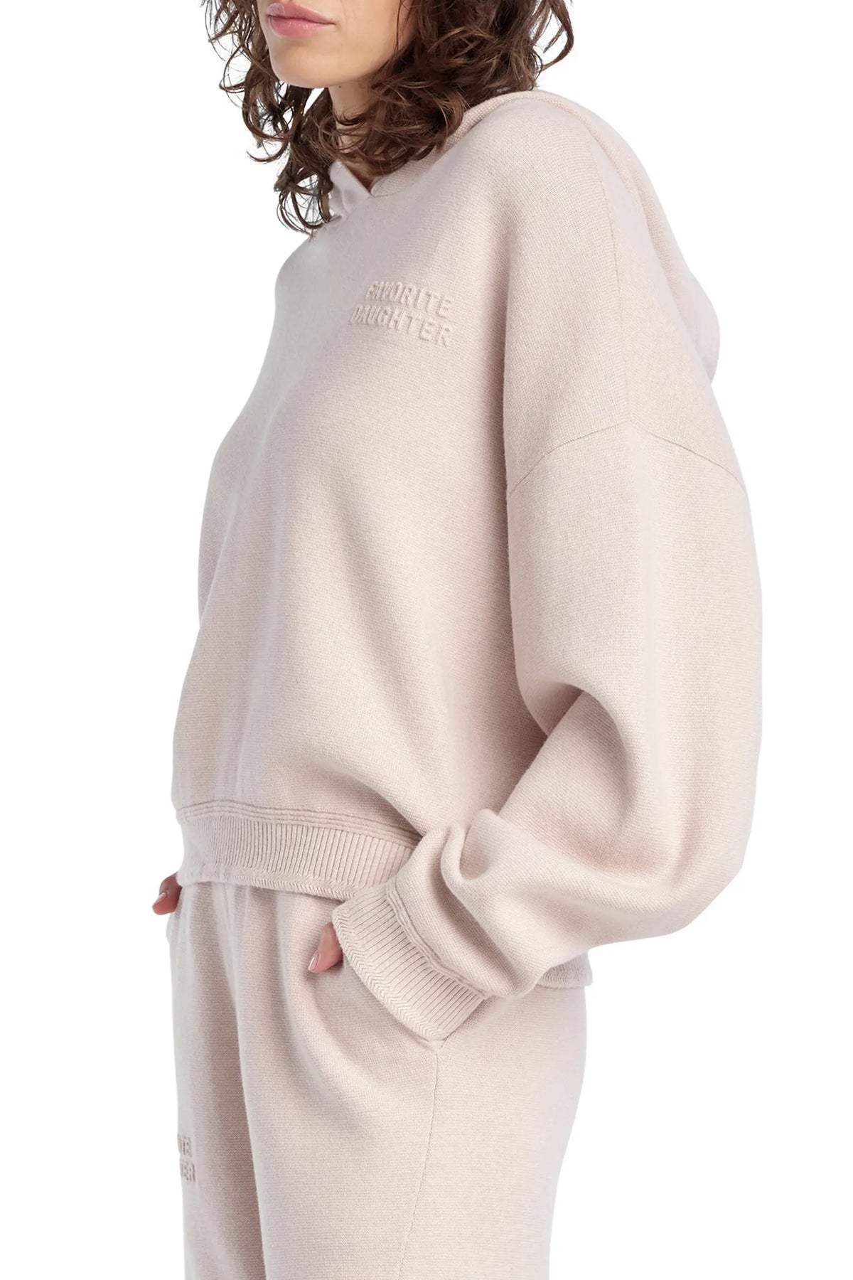 Favorite Daughter | The Staying In Cotton & Cashmere Hoodie in Blush Pink