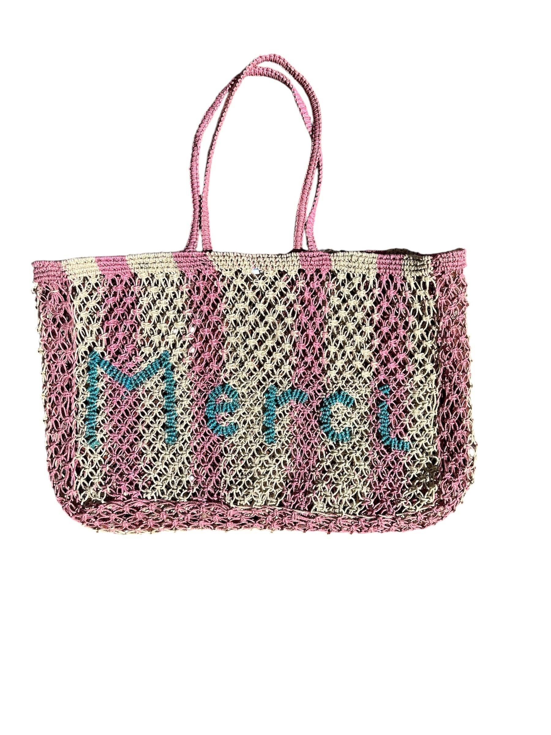 St Jean Jute Beach Tote "Merci"