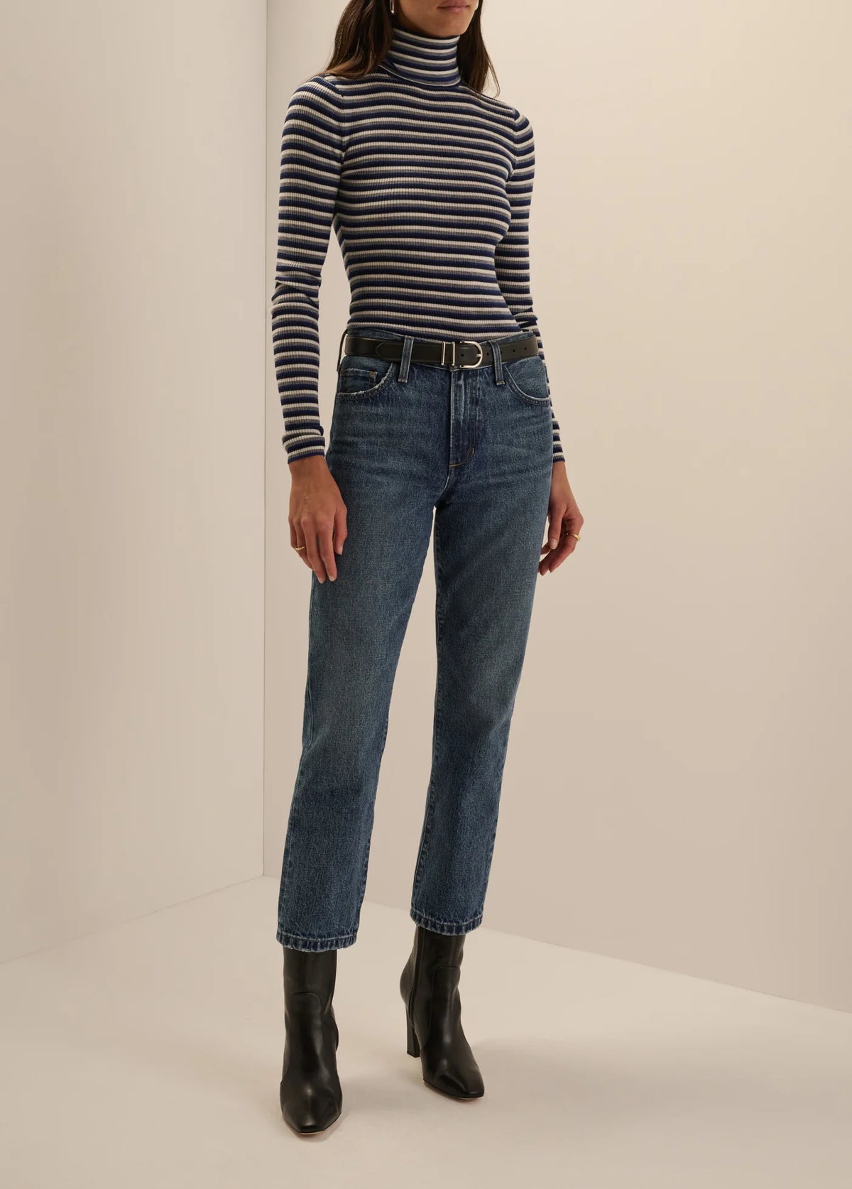 Favorite Daughter | The Amelia Long Sleeve Top in Cobalt Mini Stripe