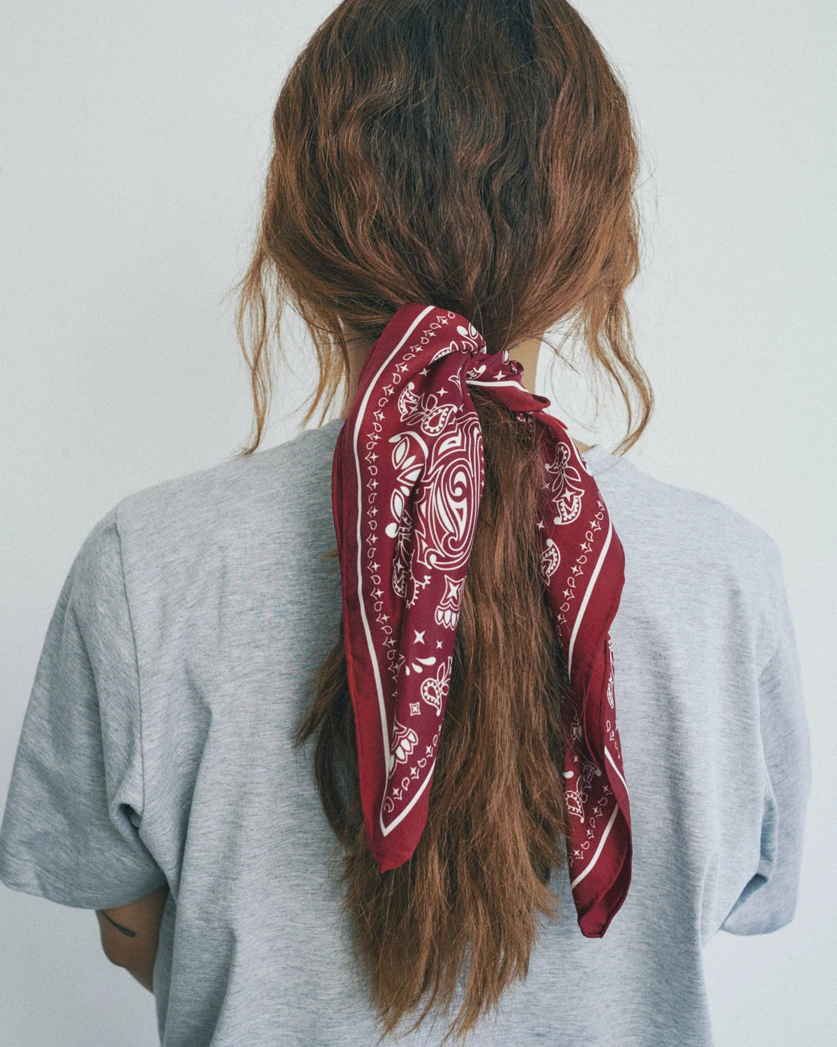 "Paisley" Silk Bandana Scarf in Rodeo Red (100% Mulberry Silk)