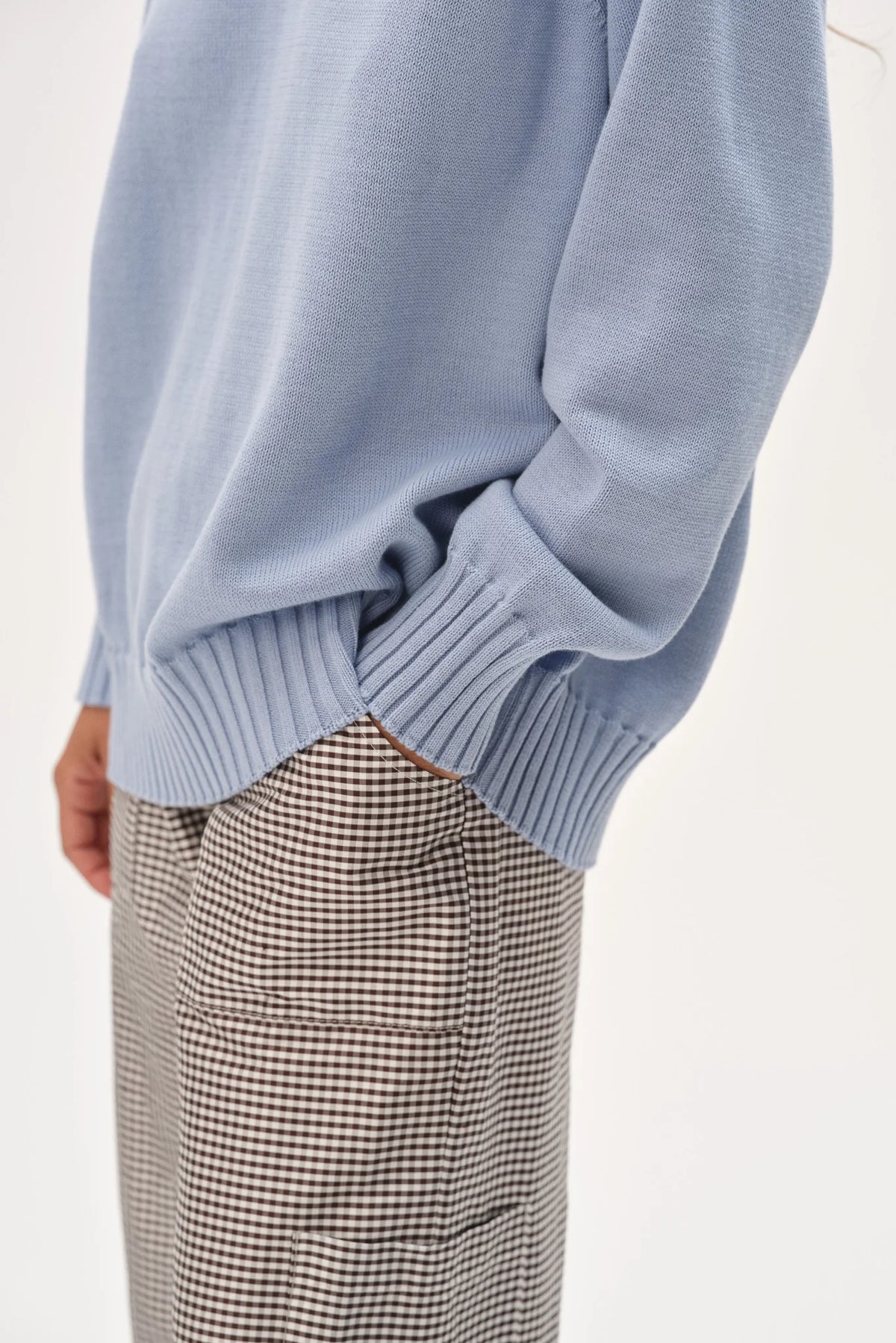 DONNI. | The Cotton Knit V-Neck Sweater in Cornflower