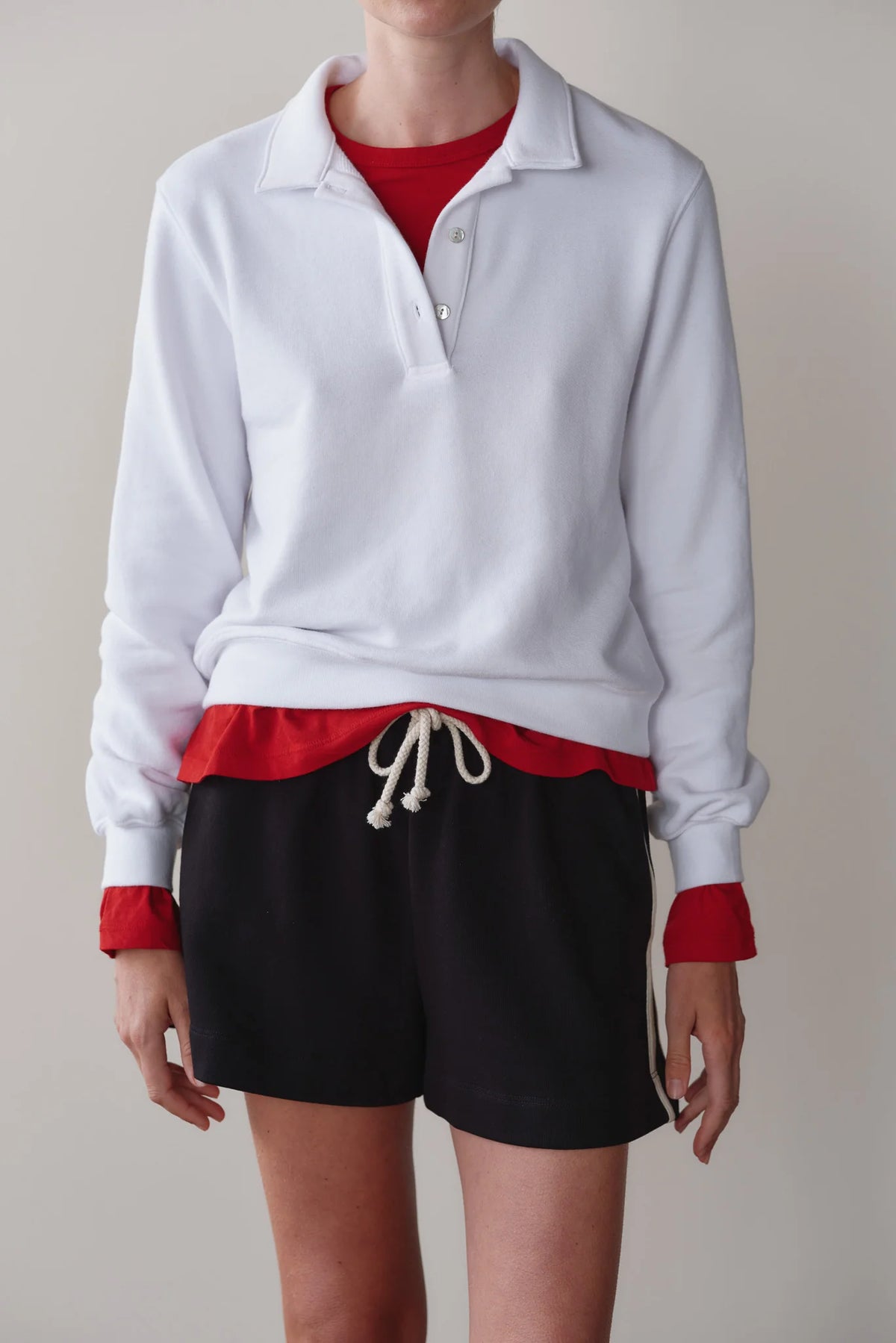 DONNI. | The Eco-Terry Polo Sweatshirt in Powder